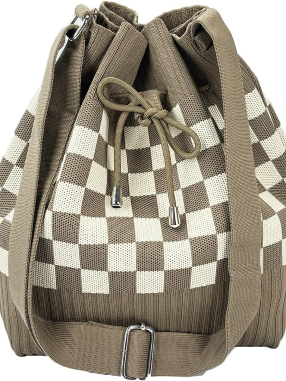 Knit Bucket Bag Women Trendy Crochet Knitted Drawstring Hobo Shoulder Bags Cross